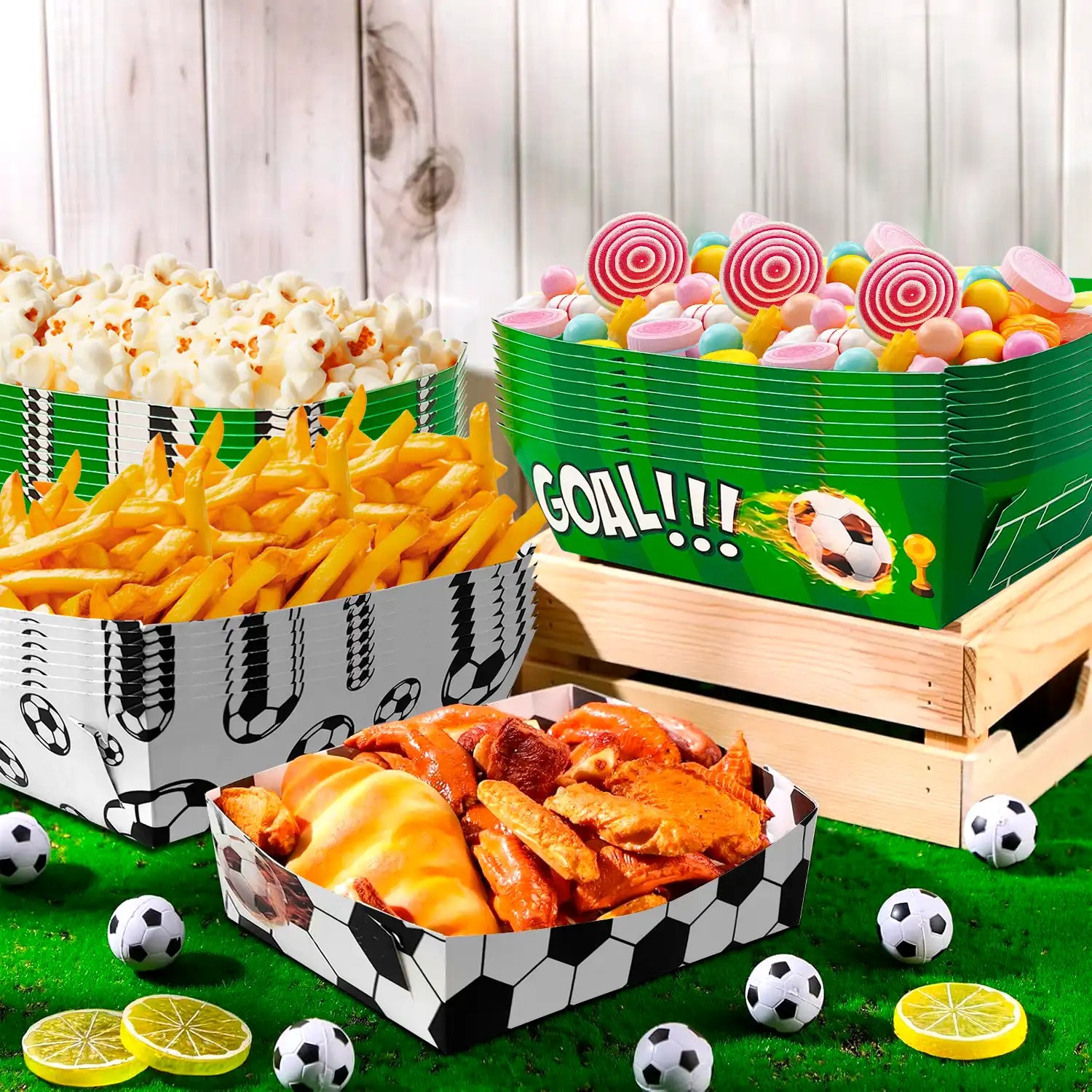 Soccer Birthday Serving Tray, 36pcs Soccer Paper Trays/Soccer Snack Tray/Soccer Party Food Trays, Soccer Party Nachos Food Boats for Soccer Party Favors, Soccer Birthday Party Decorations