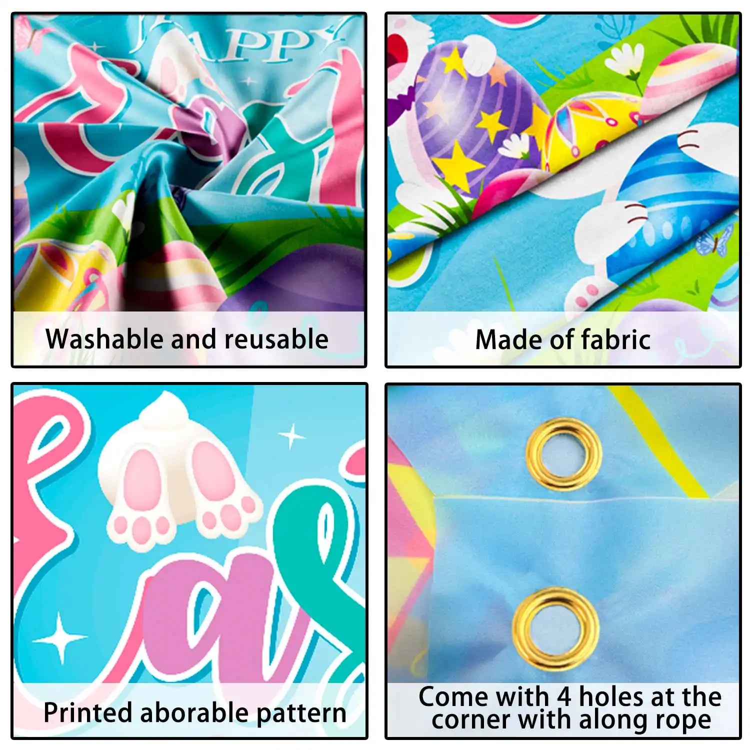 Happy Easter Backdrop - 71''x43'' Easter Party Backdrop, Easter Background Banner & Easter Photography Background for Spring Easter Family Party Photo Props