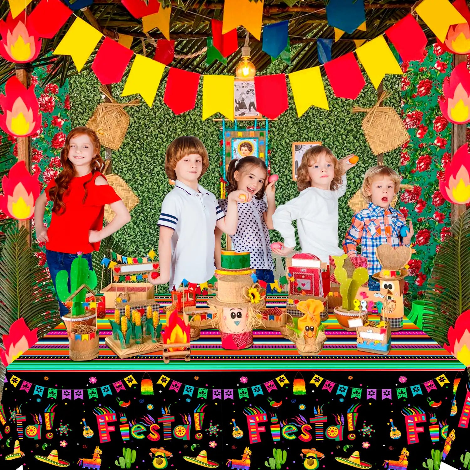 Mexican Fiesta Party Tablecloth, 3 Pcs Mexican Fiesta Tablecloths Set - Mexican Tablecloth for Fiesta, Cinco de Mayo Table Covers & Cinco de Mayo Fiesta Tablecloth, for Mexican Fiesta Party Decorations