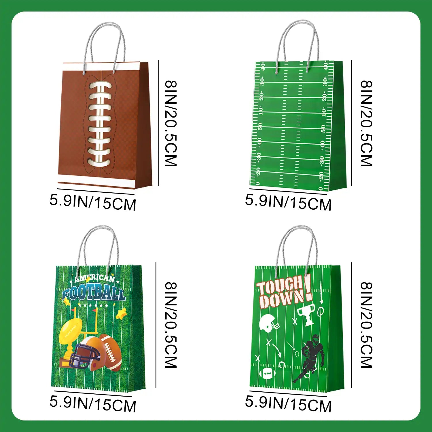 Football Gift Bags, 16 Pcs Football Goodie Bags Set - Football Party Bags, Football Candy Bags & Football Favor Bags, for Football Party Decorations & Football Birthday Decorations