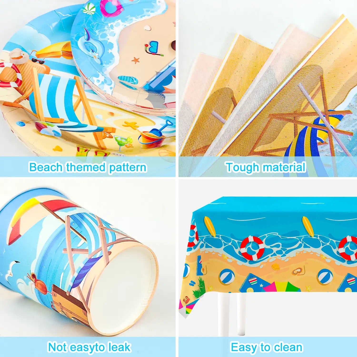Beach Party Supplies,81pcs Beach Plates And Napkins Party Supplies Includ Beach Theme Paper Plates Cups Napkins&Summer Beach Table Cloth etc Summer Beach Party Tableware for Beach Themed Party Decor