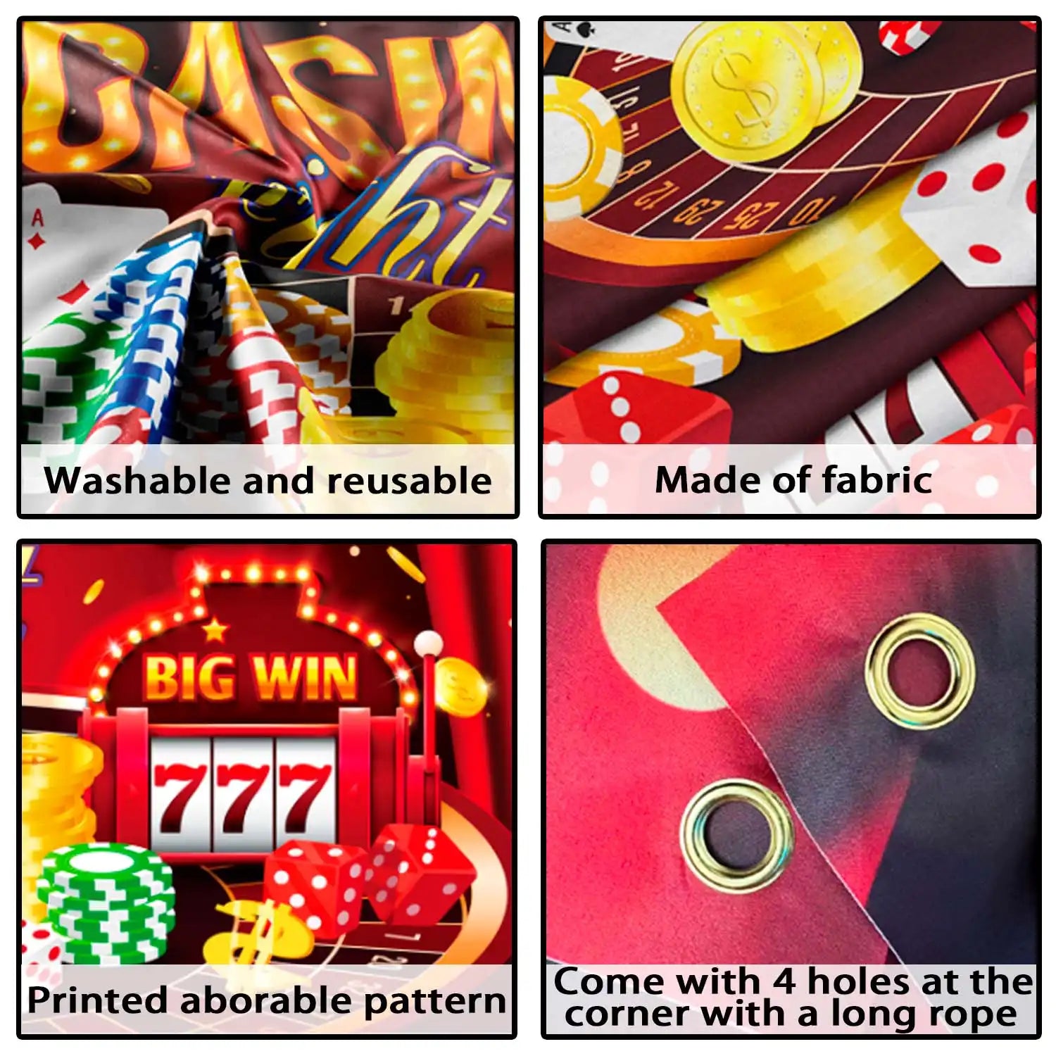 Casino Party Backdrop - 71" x 43" Casino Theme Background/Casino Theme Party Backdrop for Casino Party Decorations & Las Vegas Party Decorations