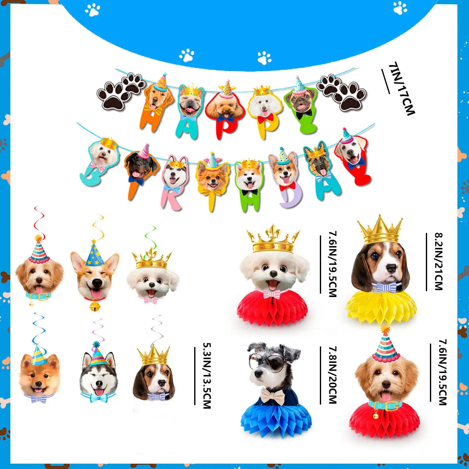 Dog Hanging Swirls Decorations Banner, 25 Pcs Dog Themed Birthday Party Decorations - Dog Birthday Party Honeycomb Centerpieces Banner Hanging Swirls for Kids/Teens Puppy Birthday Decorations Supplies