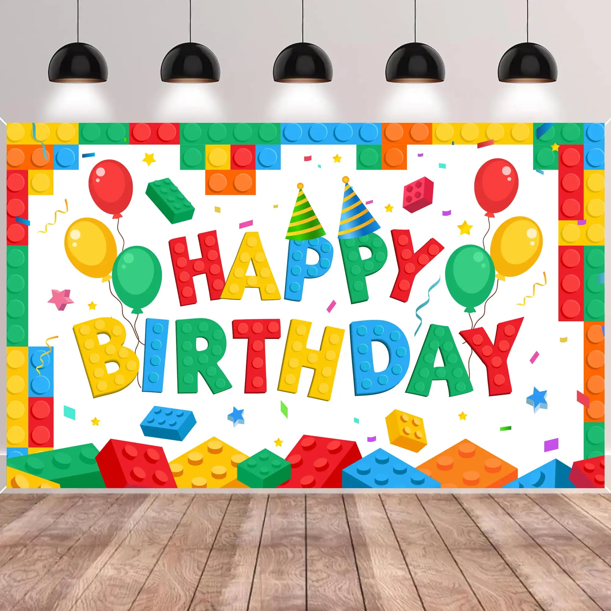 Building Block Backdrop,71'' x 43'' Building Block Birthday Backdrop Banner Building Block Photo Backdrop Building Blocks Party Backdrop, Building Block Theme Backdrop for Building Block Party Favors