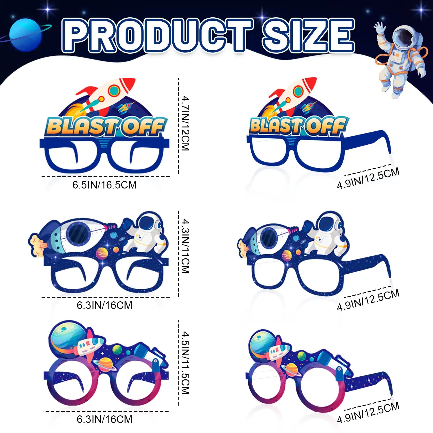 Space Birthday Paper Glasses, 36 Pcs Space Paper Glasses Set - Space Party Photo Glasses, Space Party Paper Glasses & Space Paper Eyeglasses for Space Birthday Party Decorations/Favors