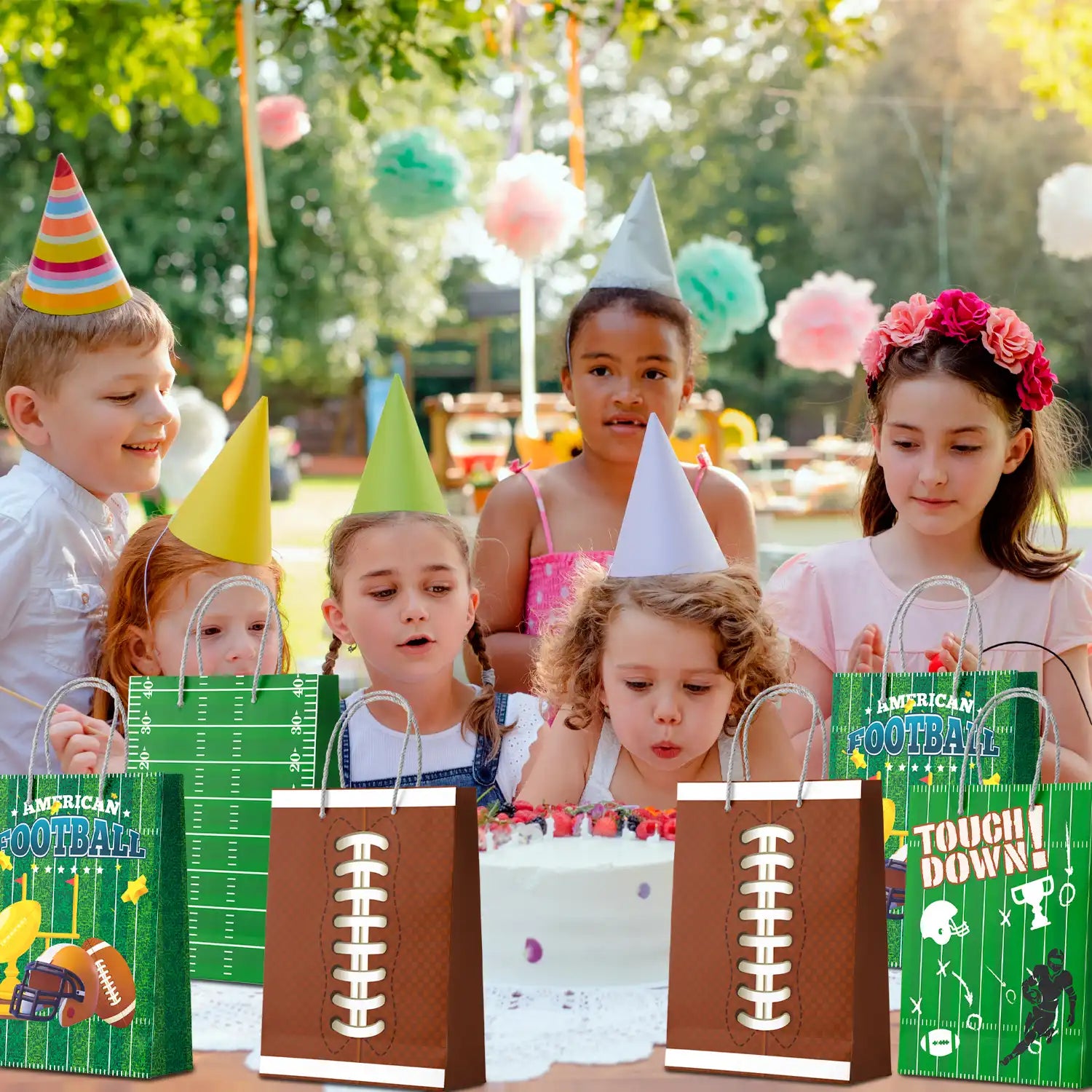Football Gift Bags, 16 Pcs Football Goodie Bags Set - Football Party Bags, Football Candy Bags & Football Favor Bags, for Football Party Decorations & Football Birthday Decorations