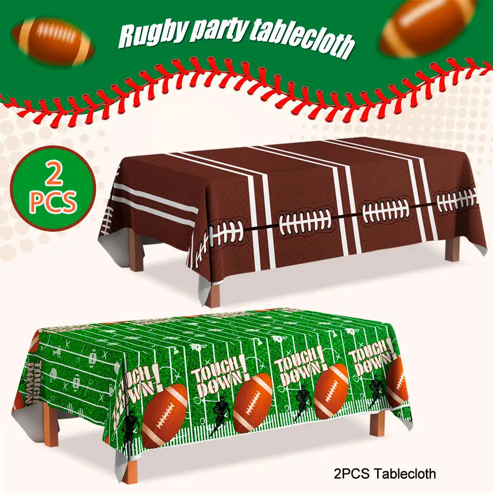 Football Tablecloth - 2 Pack Football Party Decorations Football Party Tablecloths, Football Birthday Party Tablecloth for Tailgate Party Superbowl Decorations Supplies, 53'' x 107''