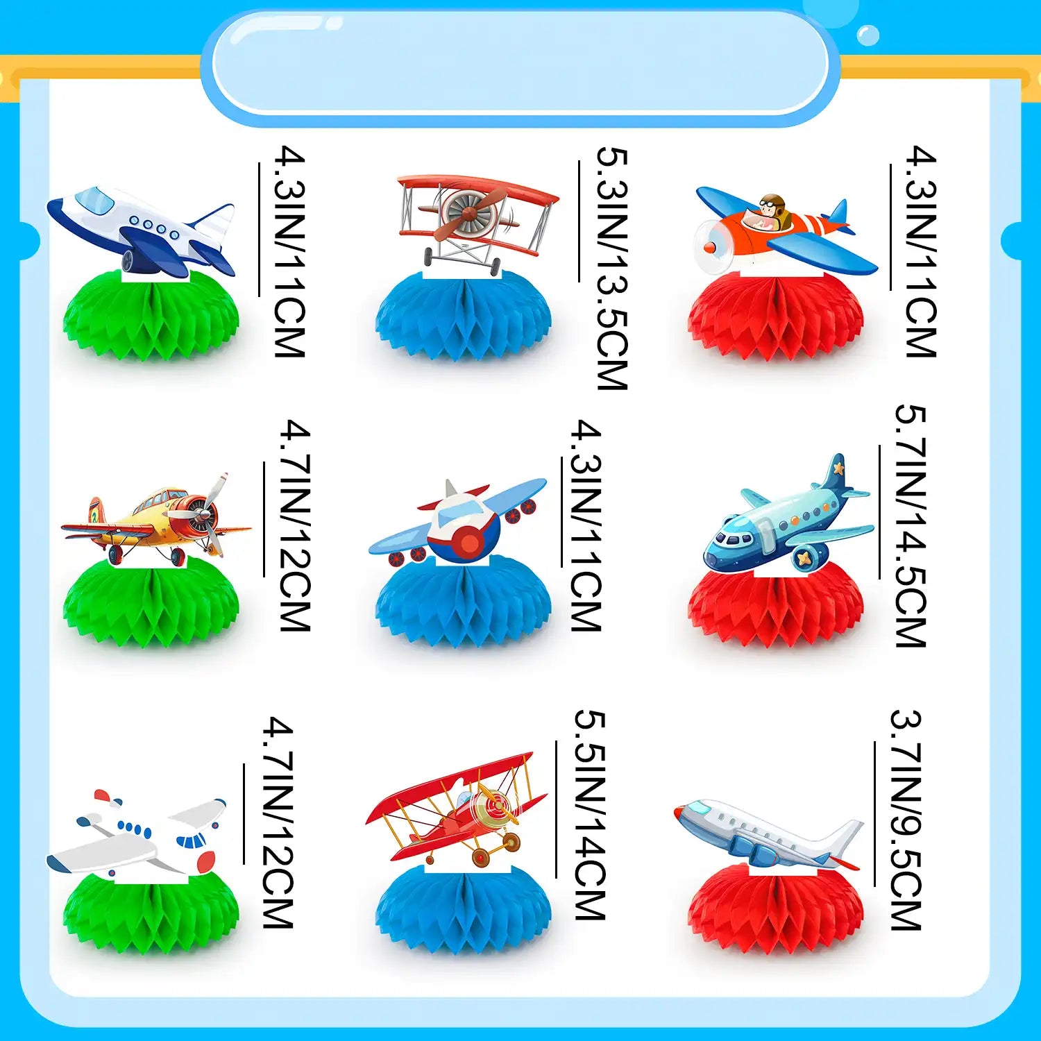 Airplane Honeycomb Centerpieces, 9 Pcs Aircraft Happy Birthday Honeycomb Centerpieces, Aircraft Centerpieces & Airplane Party Centerpieces, for Airplane Birthday Party Decorations Supplies
