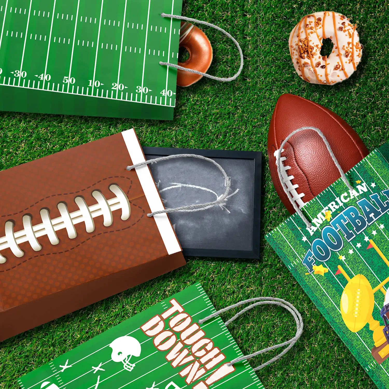 Football Gift Bags, 16 Pcs Football Goodie Bags Set - Football Party Bags, Football Candy Bags & Football Favor Bags, for Football Party Decorations & Football Birthday Decorations