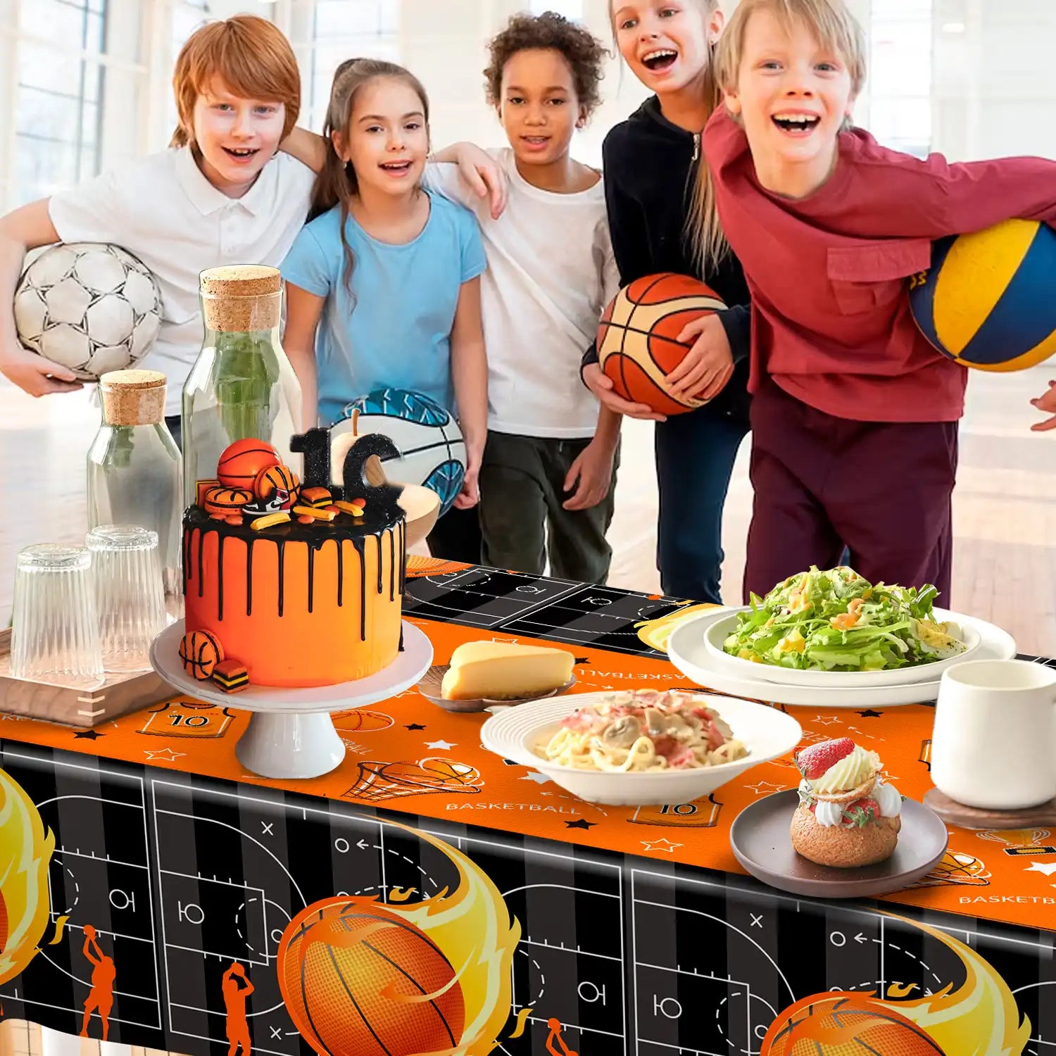 Basketball Tablecloth, 3Pcs Basketball Party Table Cover Set Basketball Table Cloths for Parties,Basketball Birthday Tablecloth & Basketball Theme Table Cover for Basketball Birthday Party Decorations