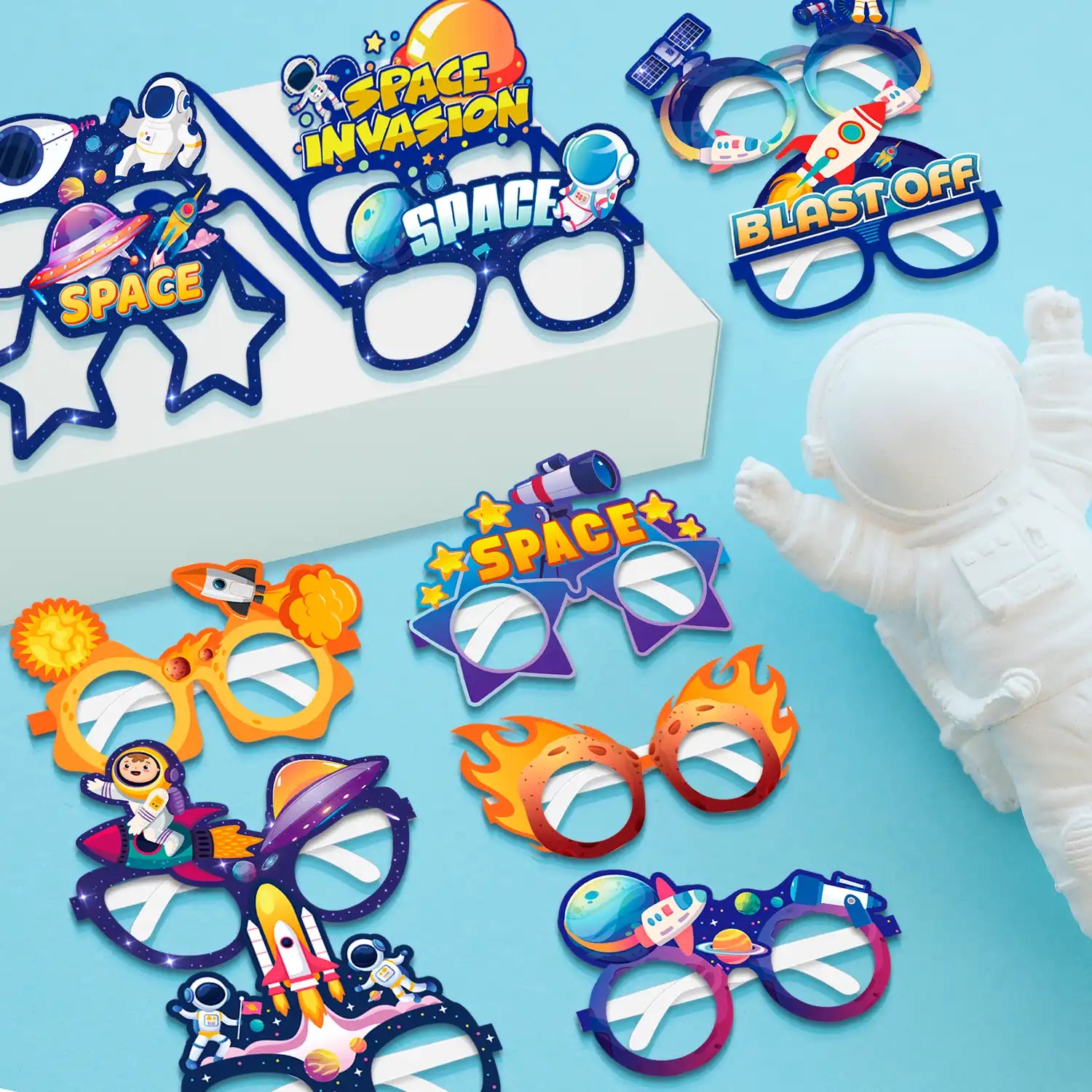 Space Birthday Paper Glasses, 36 Pcs Space Paper Glasses Set - Space Party Photo Glasses, Space Party Paper Glasses & Space Paper Eyeglasses for Space Birthday Party Decorations/Favors