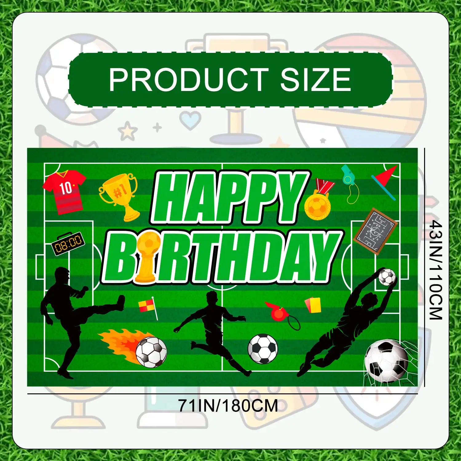 Soccer Backdrop for Birthday Party, 71x43'' Soccer Birthday Backdrop, Soccer Birthday Banner Backdrop & Soccer Party Background for Soccer Party Decorations & Soccer Birthday Decorations