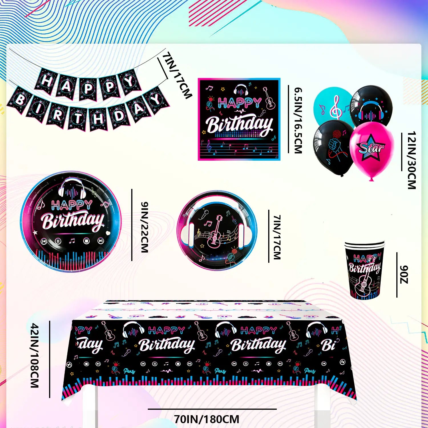 Tik Tok Party Decorations, 16 Guests Tik Tok Birthday Party Decorations Tableware Set-Tik Tok Balloons Banner Tablecloth Plates Cups Napkin ect Tik Tok Theme Party Decor Supplies, for 16 Guests