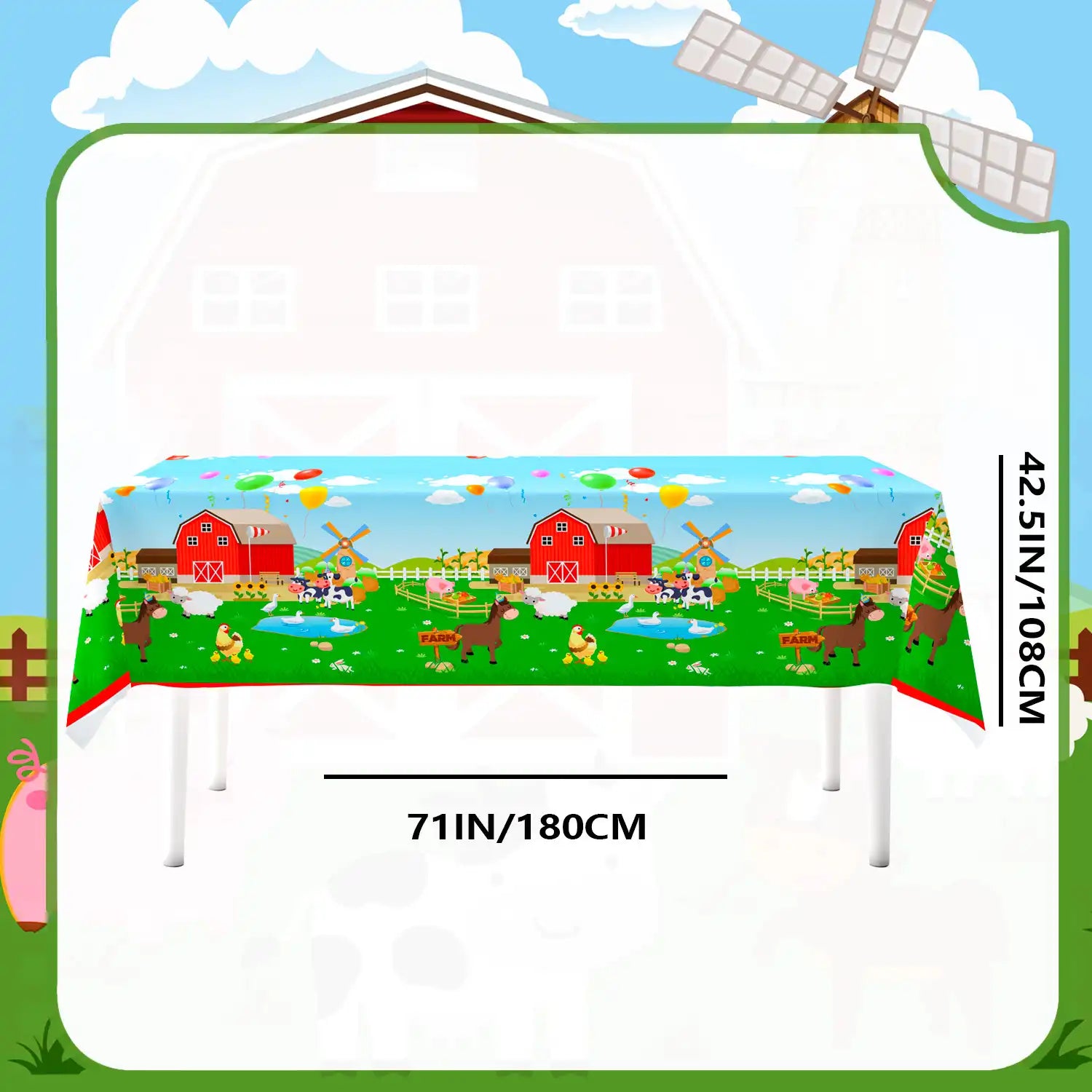Farm Animal Tablecloth,3pcs Barnyard Theme Tablecloths Set - Farm Animal Party Tablecloth,Farm Tablecloth & Farm Animals Tablecover, for Farm Party Decorations & Farm Birthday Decorations Supplies