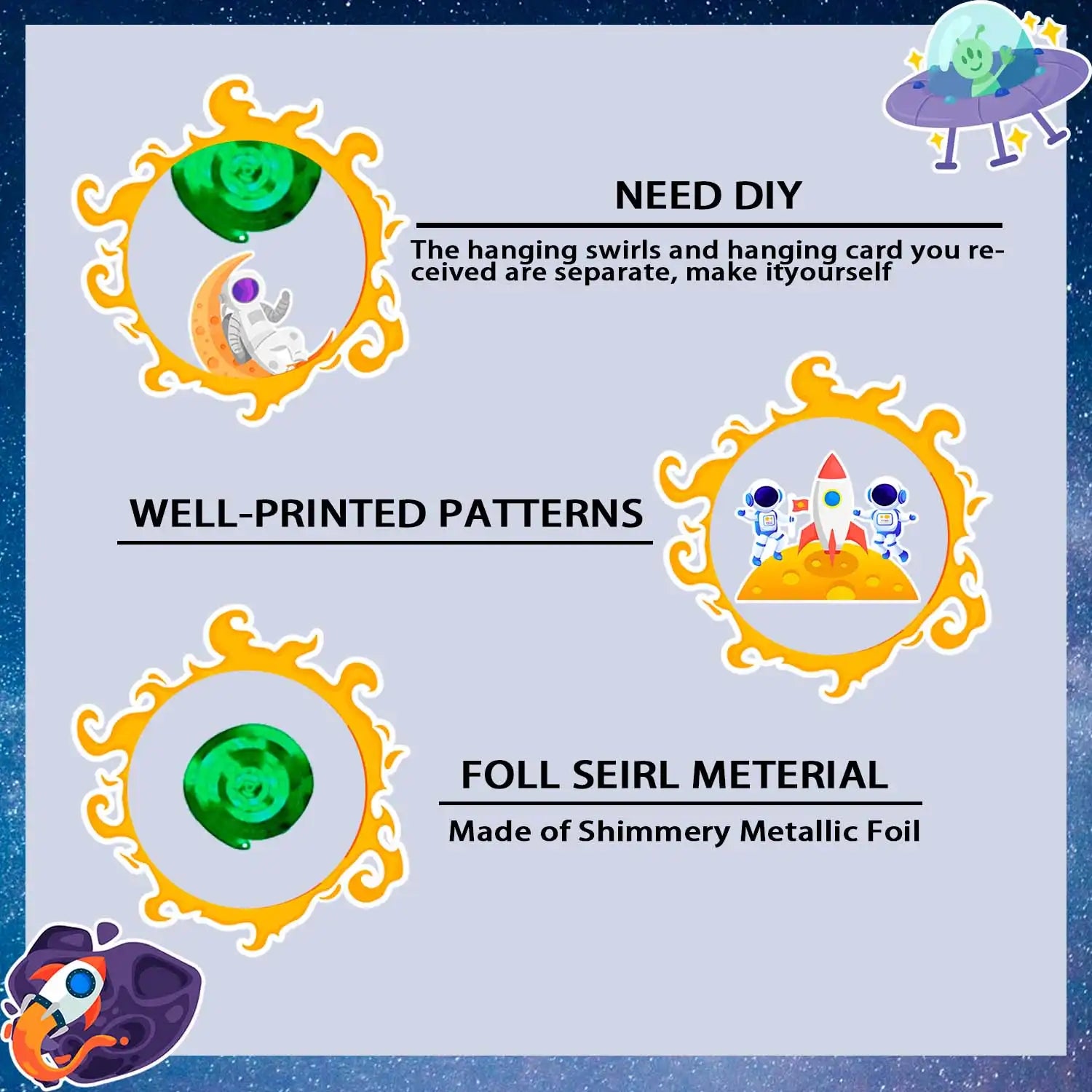 Outer Space Birthday Party Decorations Set - Space Themed Happy Birthday Banner & Solar System Hanging Swirl Decorations for Space Themed Party Decorations and Space Birthday Decorations Supplies