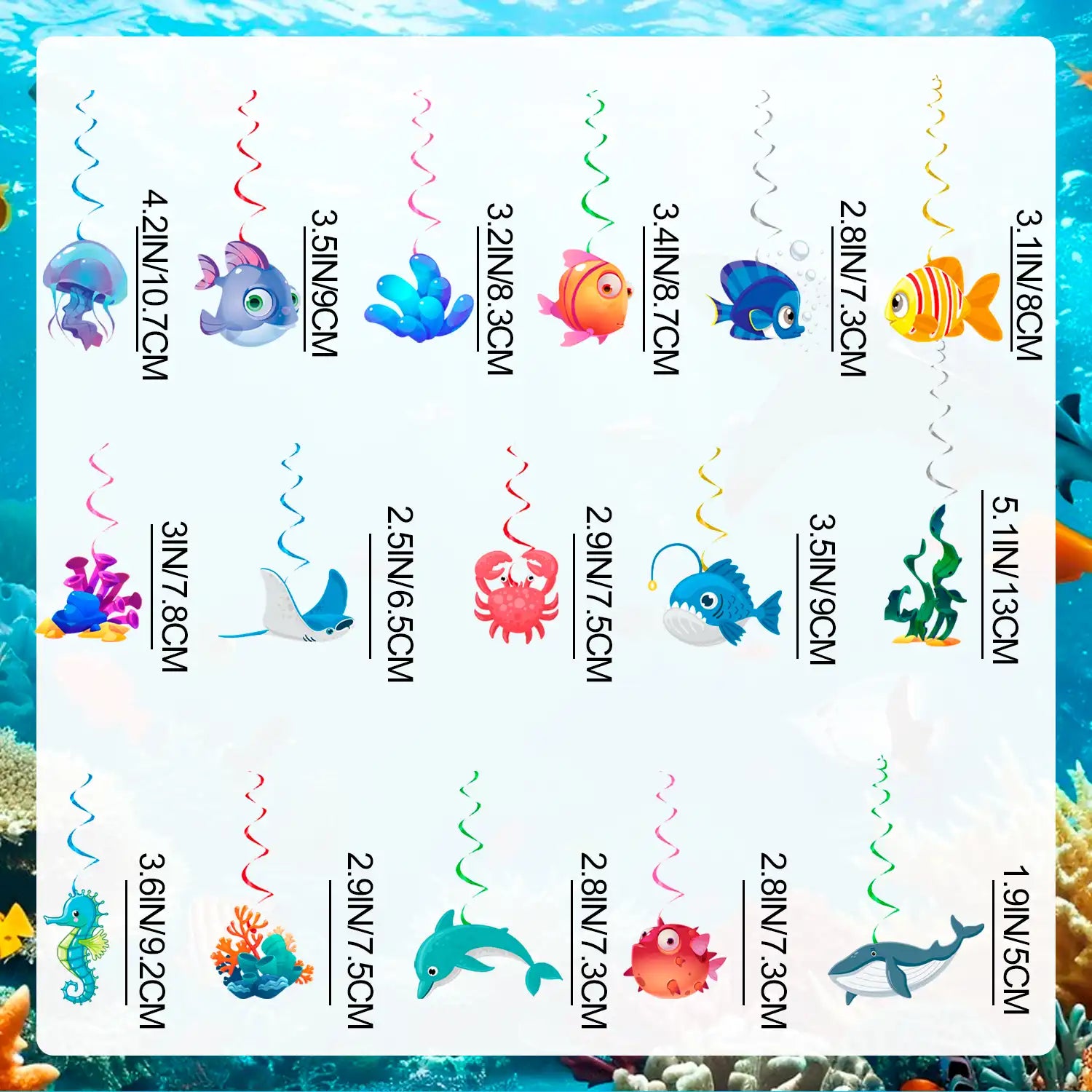 Sea Animals Hanging Swirl Decorations, 32 Pcs Under Sea Hanging Swirls Decoration, Ocean Ceiling Hanging Swirls & Undersea Spiral Decoration, for Ocean Theme Party & Under the Sea Party Decorations