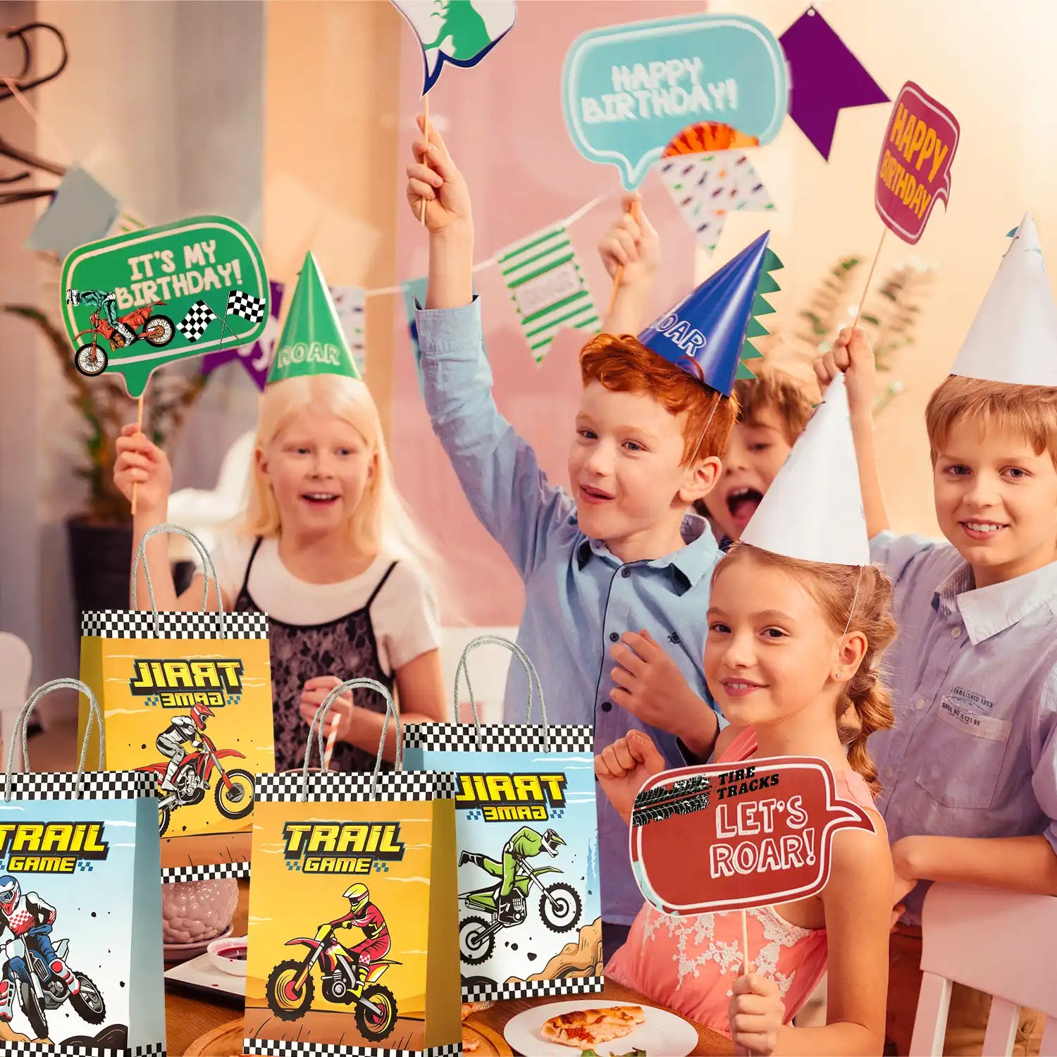 Motorcycle Party Gift Bags, 24 Pcs Dirt Bike Party Bags Set - Motocross Themed Party Favor Bags, Dirt Bike Party Gift Treat Bags & Dirt Bike Goodie Bags, for Dirt Bike Birthday Party Decorations