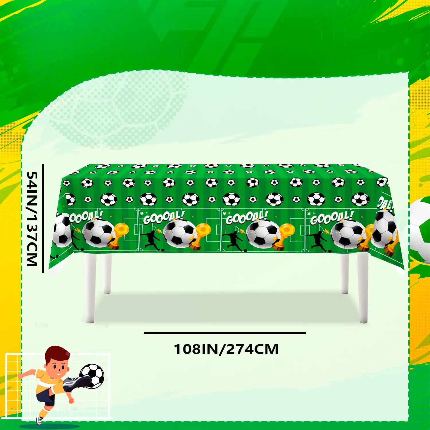 Soccer Tablecloth, 3 Pcs Soccer Party Tablecloth Set - Soccerball Party Tablecloth, Soccer Table Covers & Soccer Theme Table Cloth, for Soccer Party Decorations & Soccer Birthday Decorations