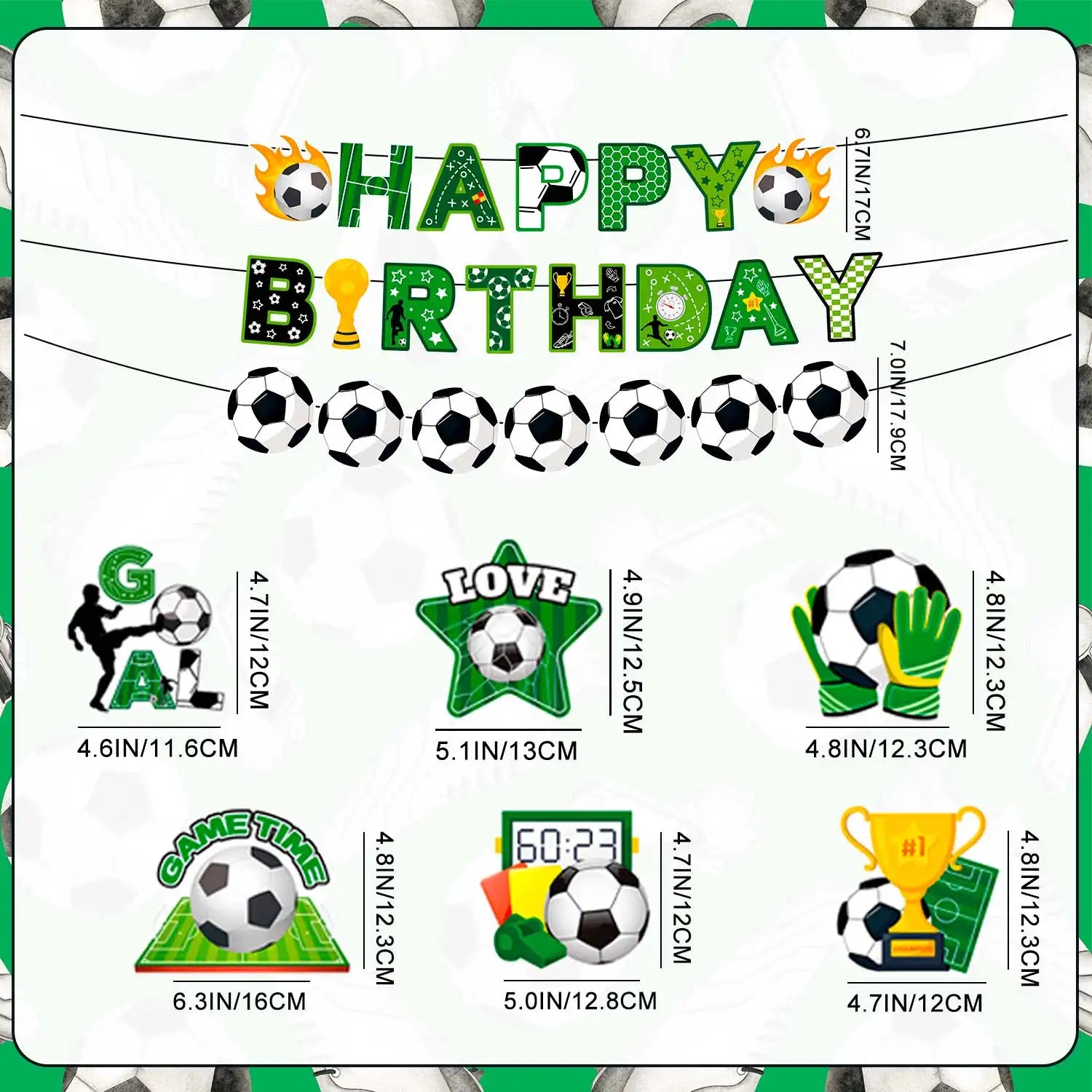 Soccer Hanging Swirl, 8 Pcs Soccer Birthday Party Decorations Set - Happy Birthday Soccer Banner, Soccer Themed Hanging Foil Swirls & Soccer Garland for Soccer Birthday Party Supplies