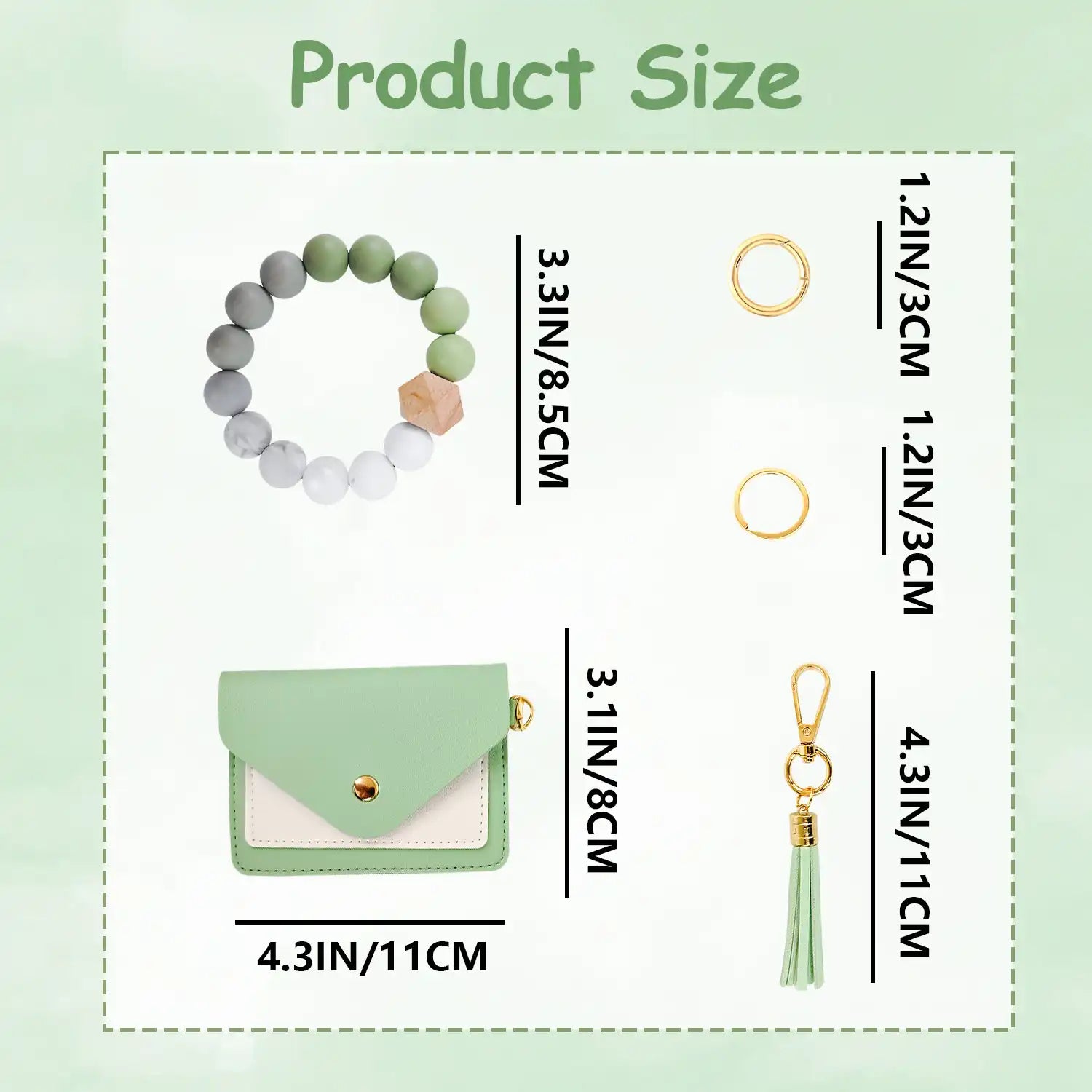 Key Chain Wristlet Bracelet with Wallet, All-in-One Wallet Keychain Wristlet for Women/Bracelet Wallet/Wrist Wallet Keychain with Card Wallet & Beaded Keychain Wristlet