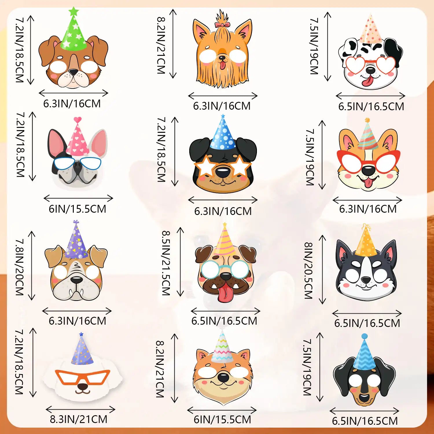 12pcs Dog Puppy Party Favor Masks, Puppy Party Mask Dog Birthday Masks Dog Party Favors Felt Masks for Puppy Themed Birthday Party Decoration, Puppy Dogs Felt Mask for Costume Cosplay Supplies