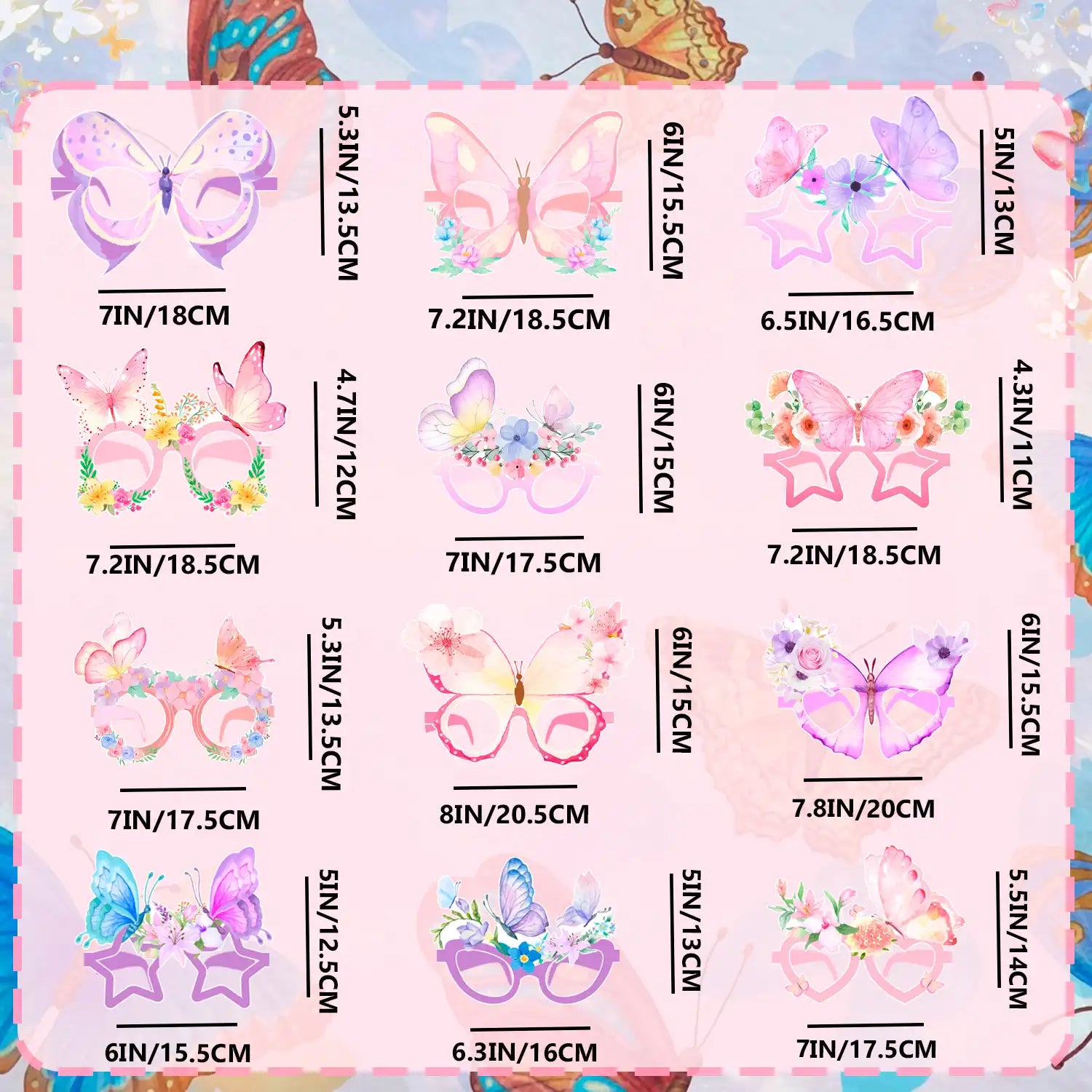 Butterfly Paper Glasses - 36 Pcs Butterfly Party Paper Eyeglasses, Spring Butterfly Theme Paper Party Glasses for Butterfly Photo Booth Props or Butterfly Birthday Decorations Supplies