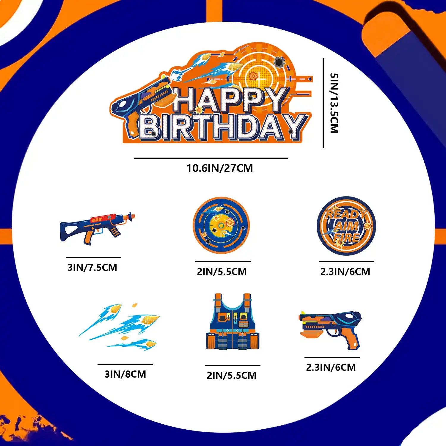 Dart War Party Decorations,12 Pcs Dart War Party Cake Topper Set -Dart Gun Cake Topper + Dart War Cupcake Toppers/Dart War Party Cupcake Toppers for Dart War Birthday Party & Gun Party Decorations