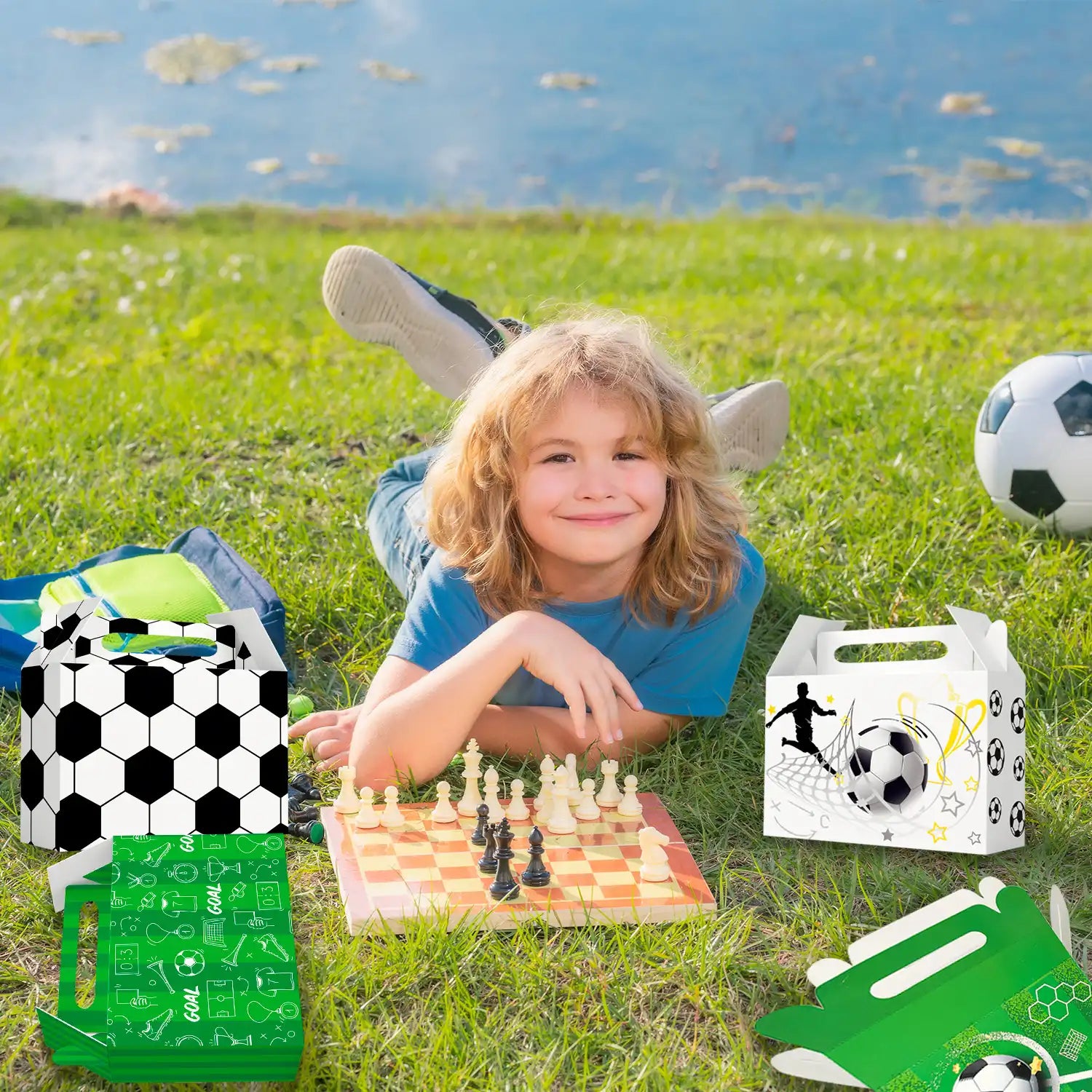 Soccer Party Treat Boxes, 24 Pcs Soccer Goody Boxes Set - Soccer Theme Party Favor Boxes, Soccer Party Candy Boxes & Soccer Gift Box for Soccer Birthday Party Decorations