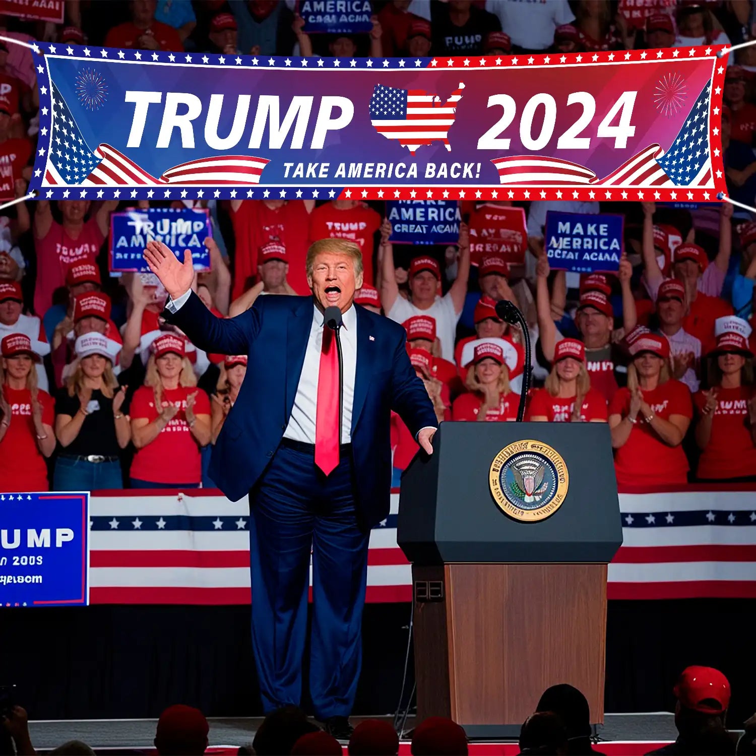 Trump Banners Outdoor Large,118'' x 19.6'' Trump 2024 Banner/Donald Trump Take America Back Banner/Trump Yard Signs Banner, for Yard Garden Trump Decorations & Trump 2024 Sign for Photo Backdrop