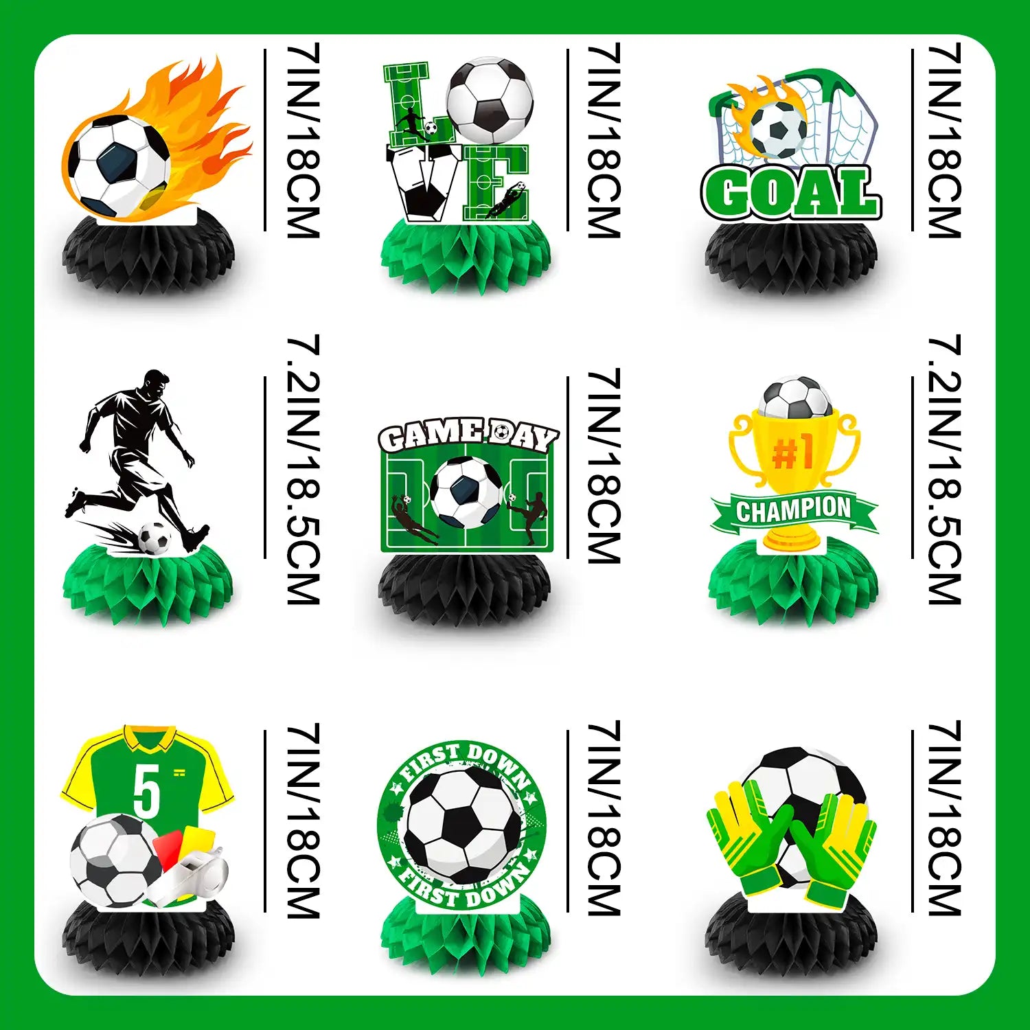 Soccer Honeycomb Centerpieces, 9 Pcs Soccer Ball Honeycomb Centerpiece/Soccer Theme 3D Centerpieces/Soccer Centerpieces for Table for Soccer Birthday Party Decorations & Soccer Theme Party Decorations