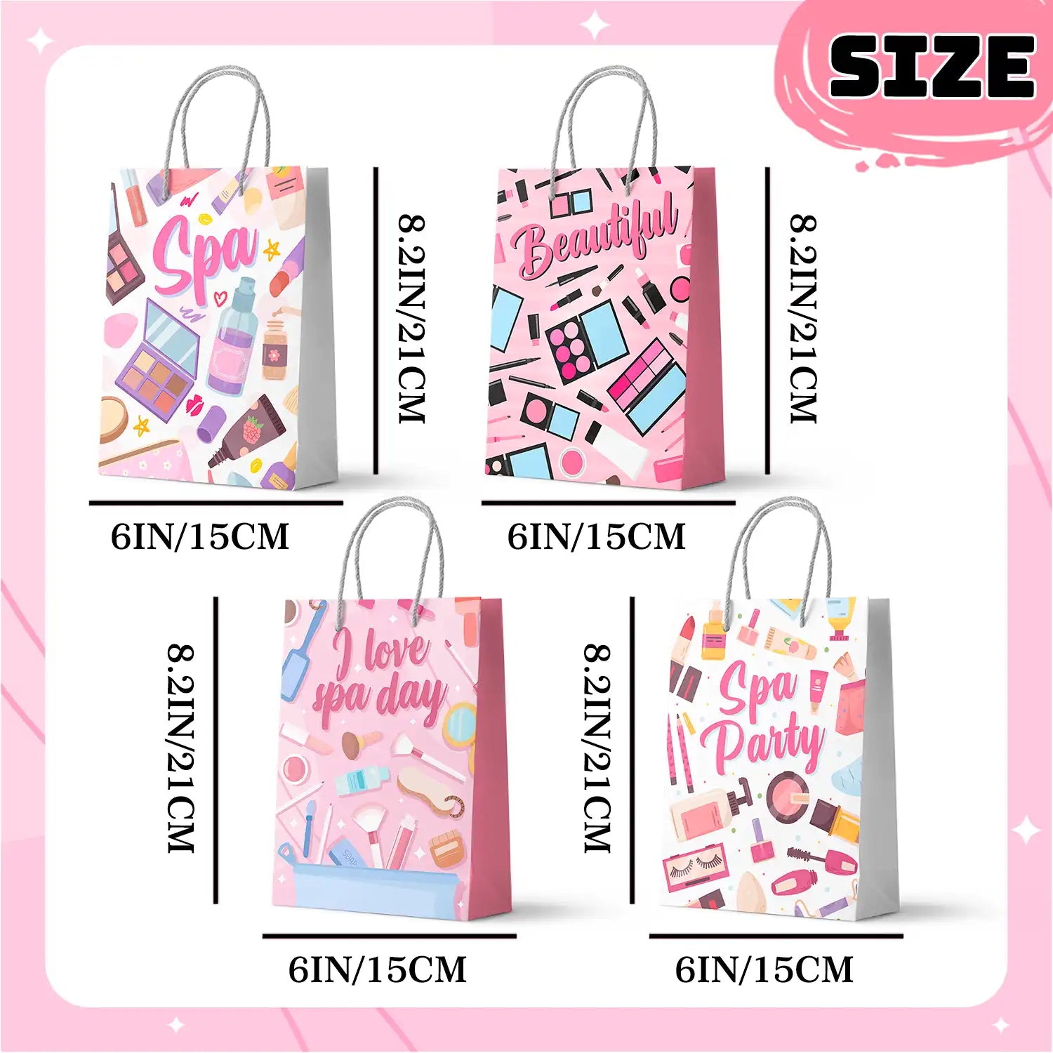 Spa Party Favor Bags, 24pcs Spa Party Gift Bags Spa Party Goodie Bags Spa Party Bags for Makeup Party Decorations, Spa Theme Party Bags for Spa Birthday Party Decorations