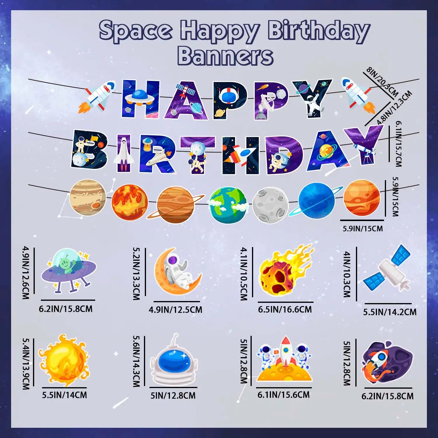 Outer Space Birthday Party Decorations Set - Space Themed Happy Birthday Banner & Solar System Hanging Swirl Decorations for Space Themed Party Decorations and Space Birthday Decorations Supplies