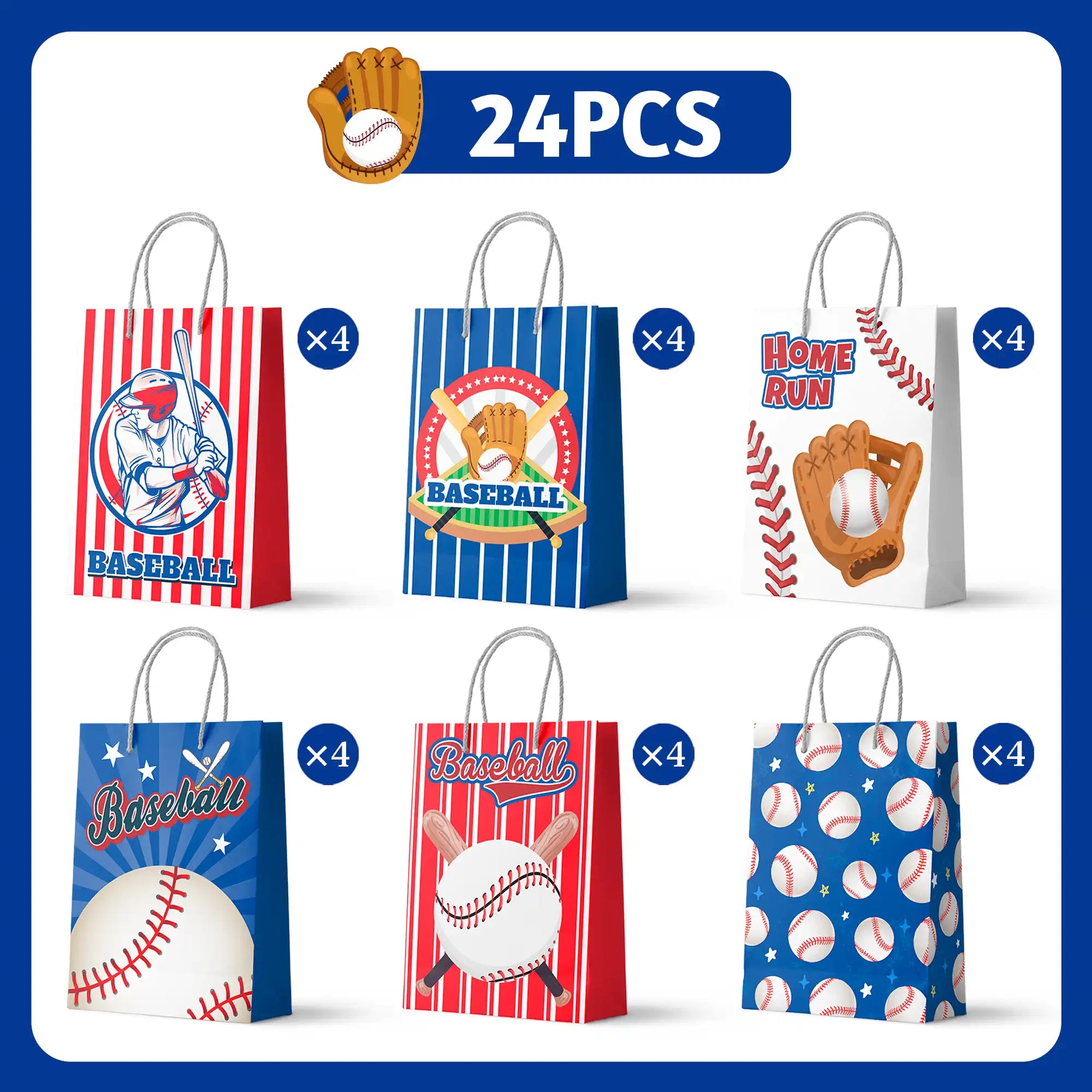 Baseball Gift Bags, 24pcs Baseball Party Favor Bags Baseball Goodie Bags Baseball Treat Bags Baseball Candy Bags, Baseball Party Candy Bags for Kids Baseball Birthday Decorations Supplies