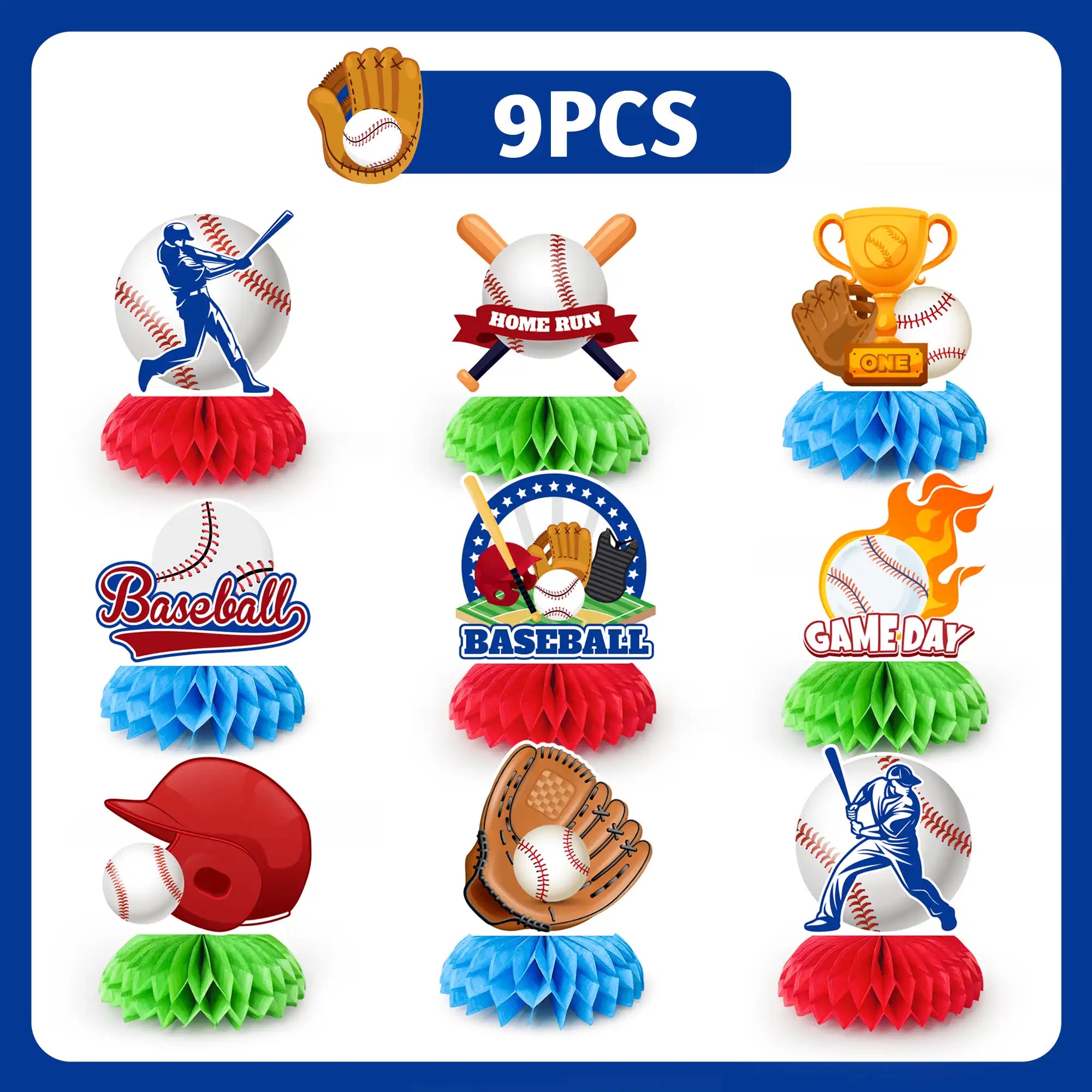 Baseball Centerpieces for Tables, 9pcs Baseball Themed Party Centerpieces/Baseball Birthday Party Centerpieces/Baseball Party Centerpieces for Tables, Baseball Party Centerpiece Decorations for Kids