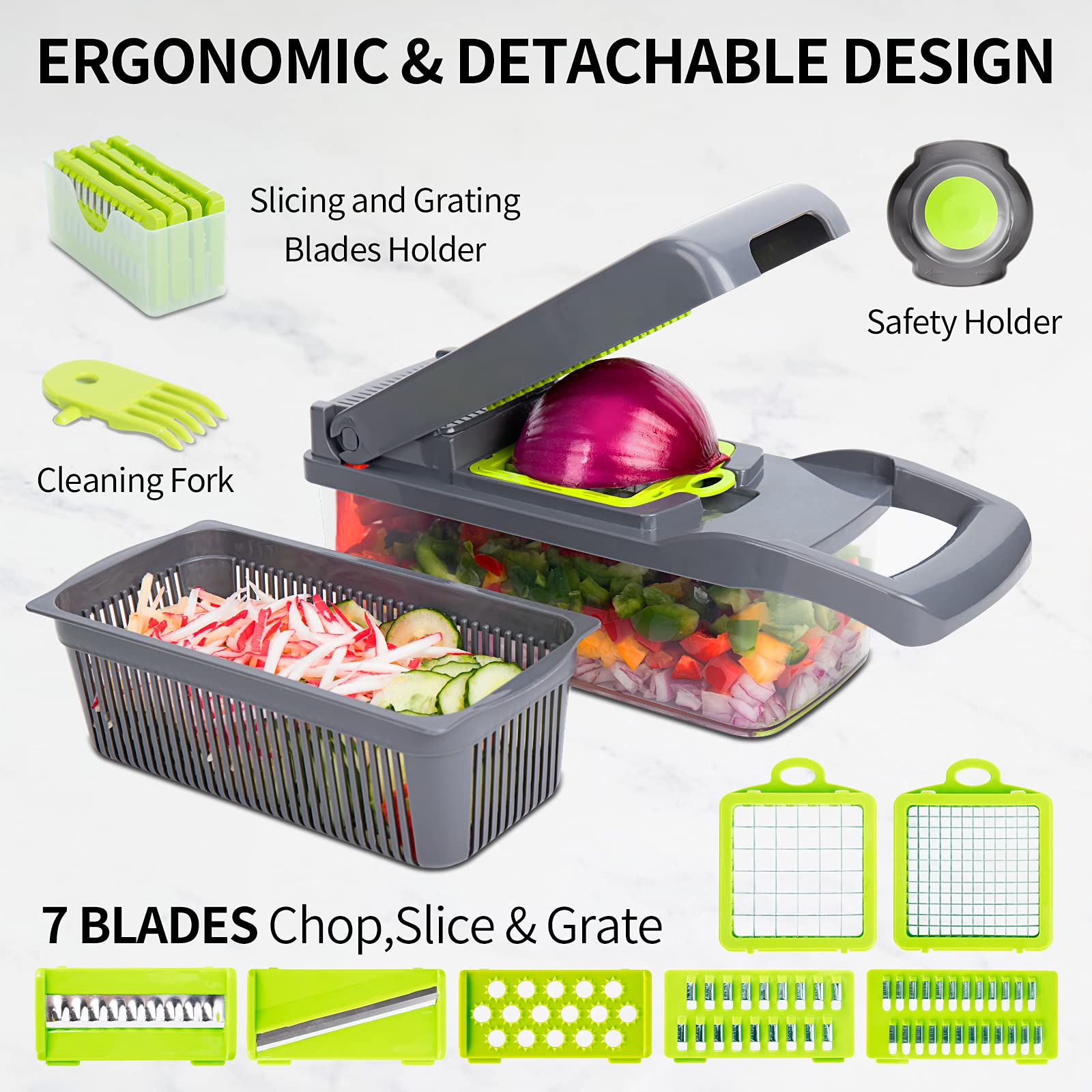 Food Chopper: Vegetable Chopper Dicer Slicer, Onion Chopper Vegetable  Cutter, Chop Dice Slice Vegetables